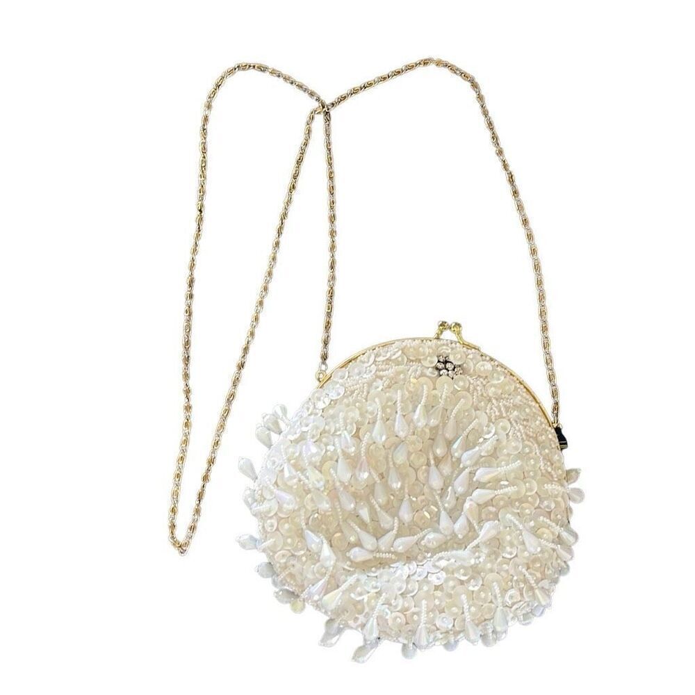 Vintage Joan Bari beaded evening bag with chain